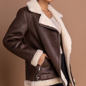 Women's Vegan Brown Aviator Jacket